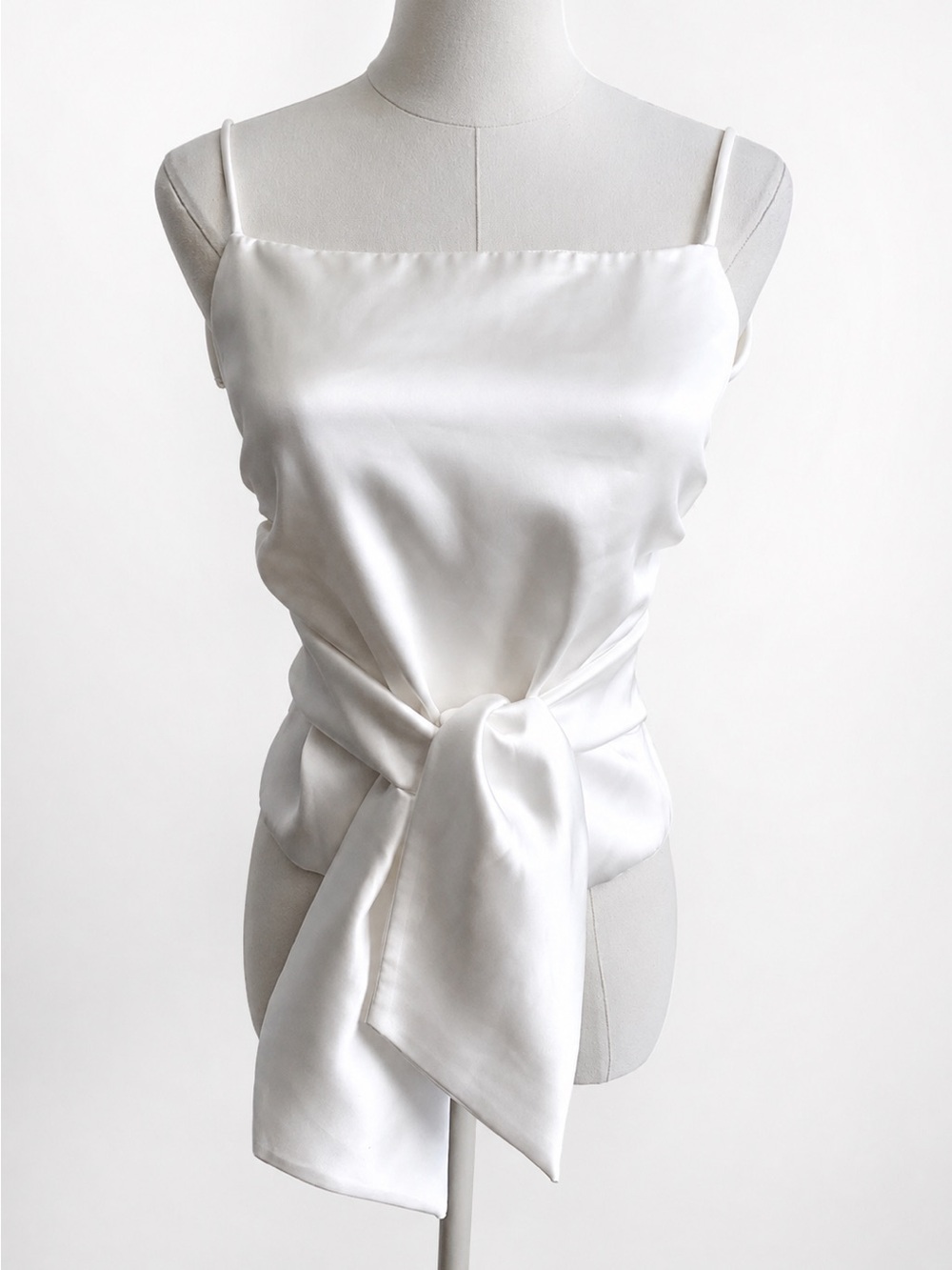 Zara Satin Wrap Tie Cami Top White Backless Y2K Size S